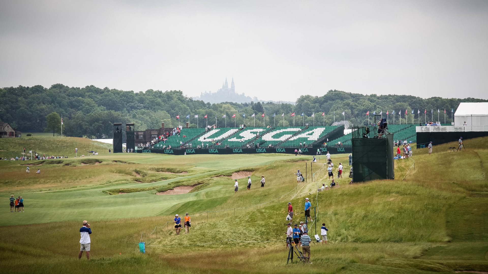 Off into the distance past the 18th hole, one can ...