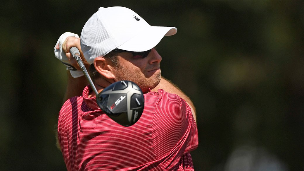 Titleist player Dan McCarthy hits a tee shot with his Titleist TS3 driver